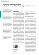 Cover von Betriebliche Gesundheitsförderung – Indikator für wirtschaftliche Nachhaltigkeit von Unternehmen